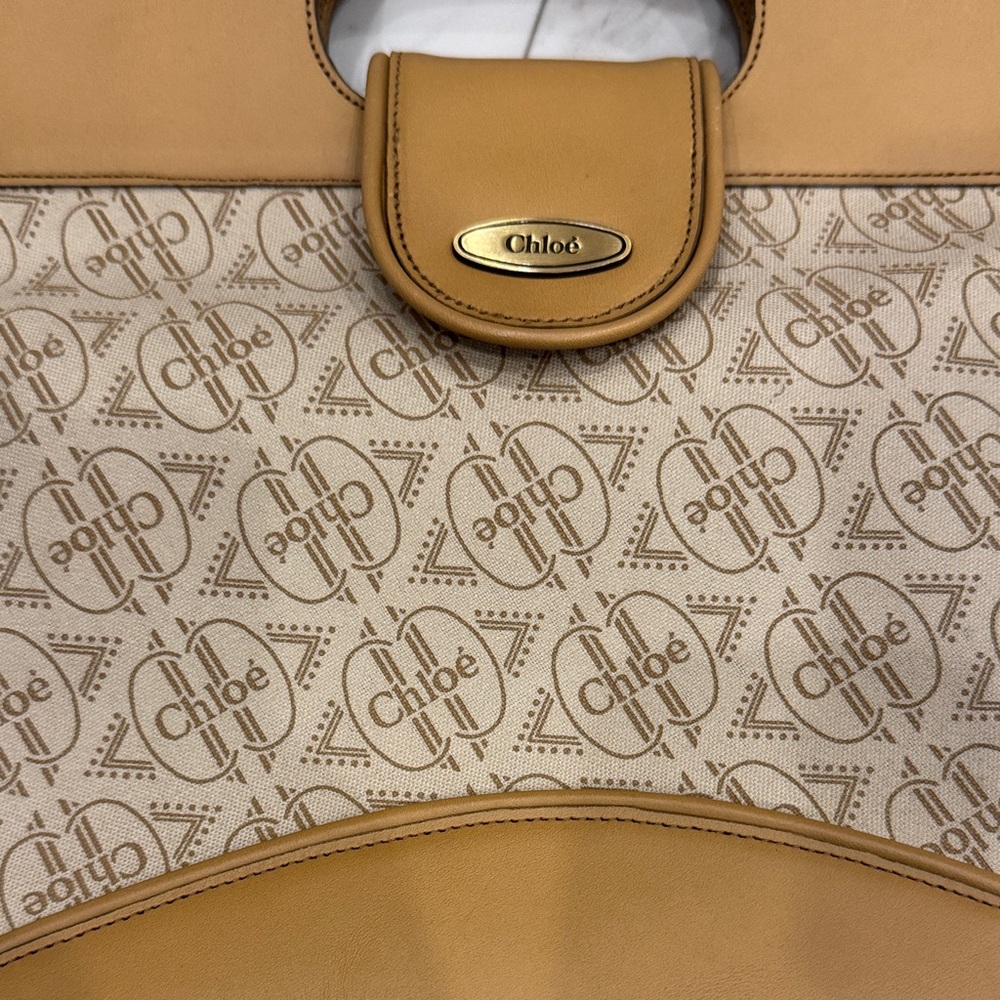 Tan and Cream Women's Bag